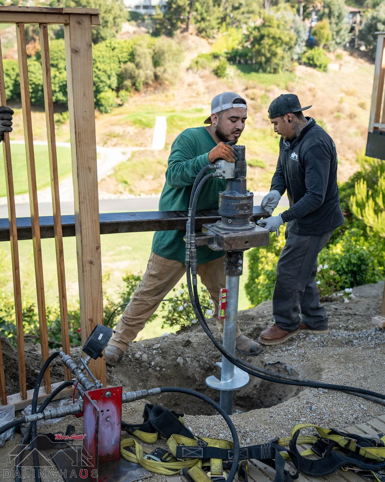 Helical deck piers for a hillside deck expansion in San Clemente